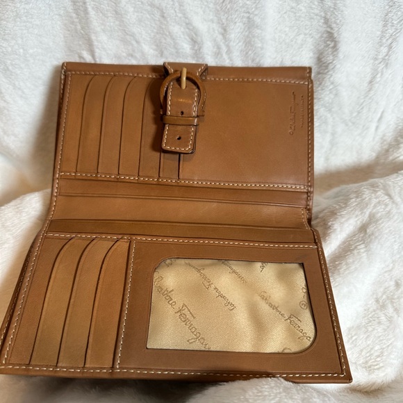 Salvatore Ferragamo Tan Leather Envelope Clutch